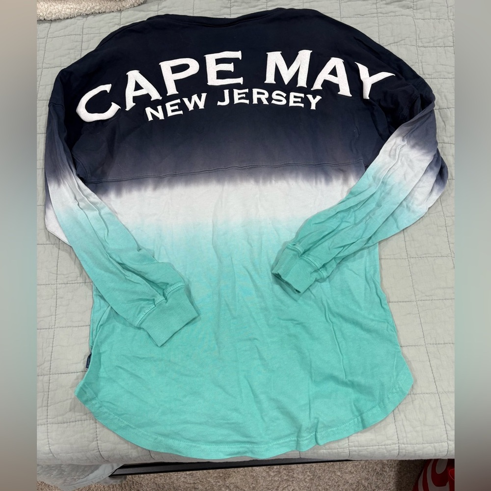 Cape May NJ Oversized Spirit Jersey Navy Green White Ombre Size Small